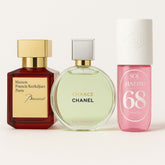 Sol de Janeiro Cheirosa 68 90ml, Chanel Chance Eua Fraîche 100ml, Maison Francis kurkdjian Baccarat rouge 540 200ml